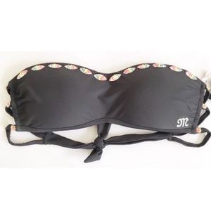 MISS ME SWIMSUIT TOP NWT MEDIUM GRAY JEWEL